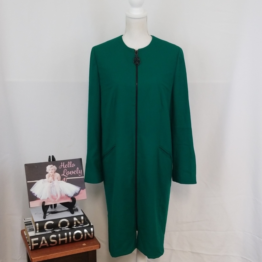 Badgley Mischka Green 100% Wool Dress